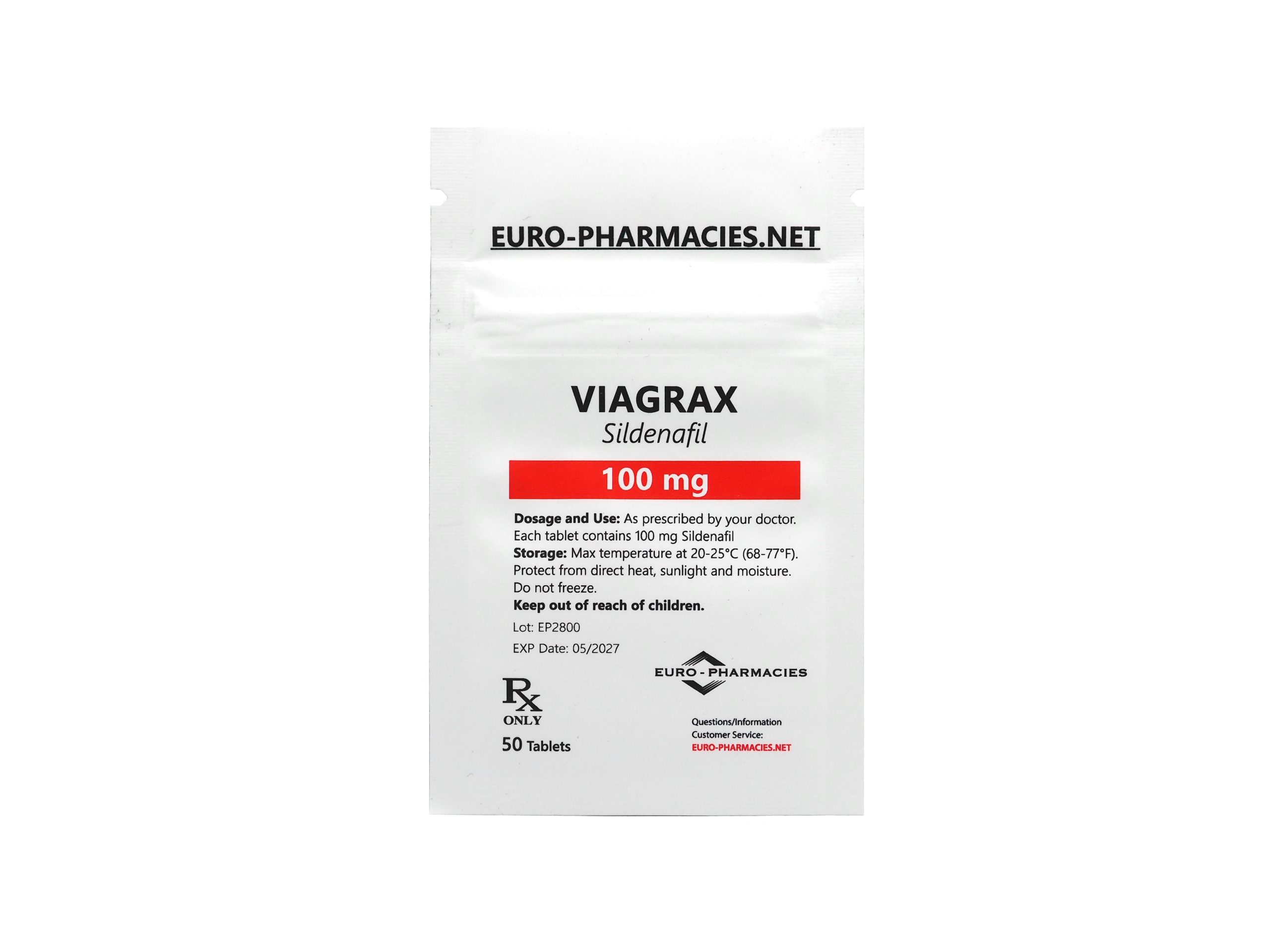 Viagrax (Sildenafil) - 100mg/tab -50 tab/bag