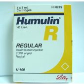 Humulin R Insulin 100IU Cartridges